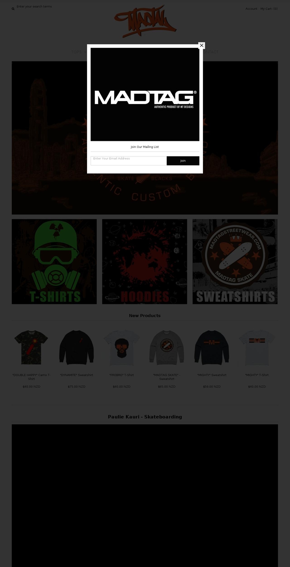 skateboardernz.co.nz shopify website screenshot