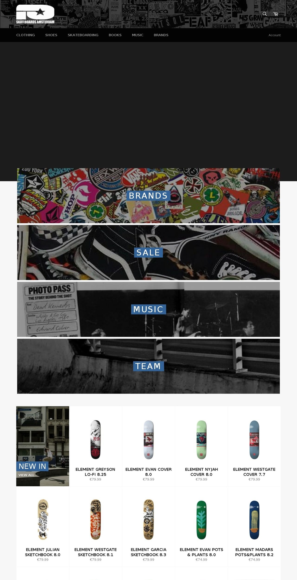 skateboardsamsterdam.com shopify website screenshot