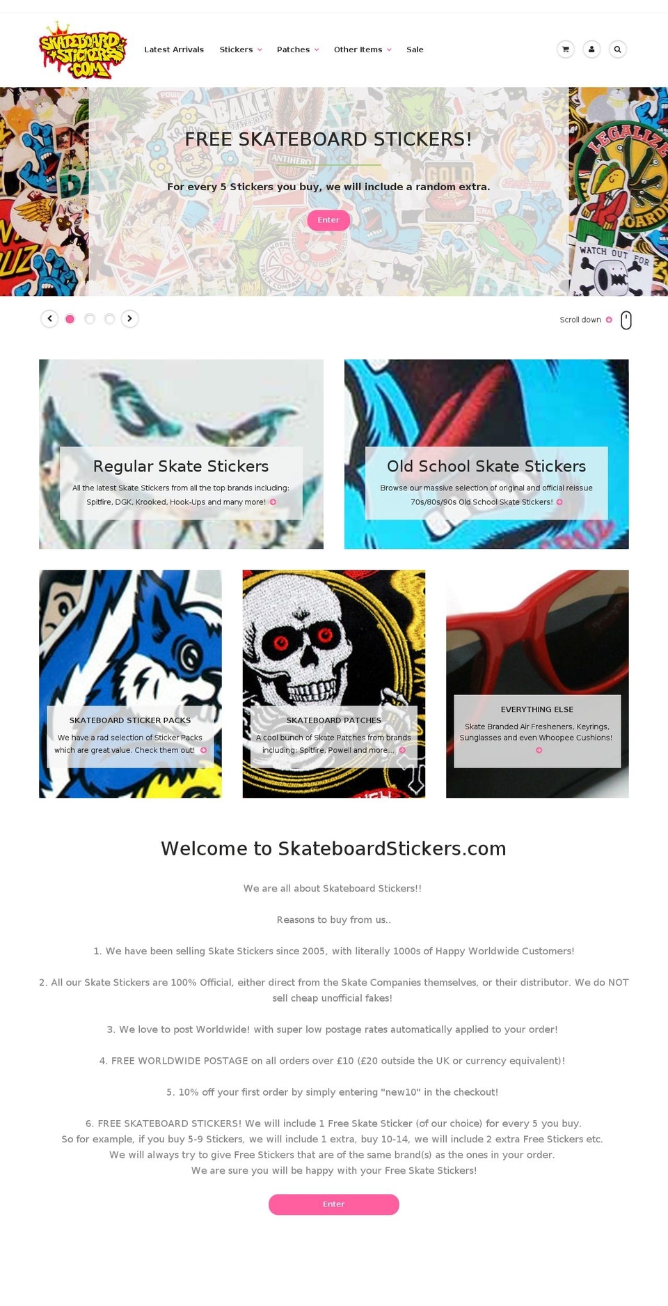 skateboardstickers.org shopify website screenshot