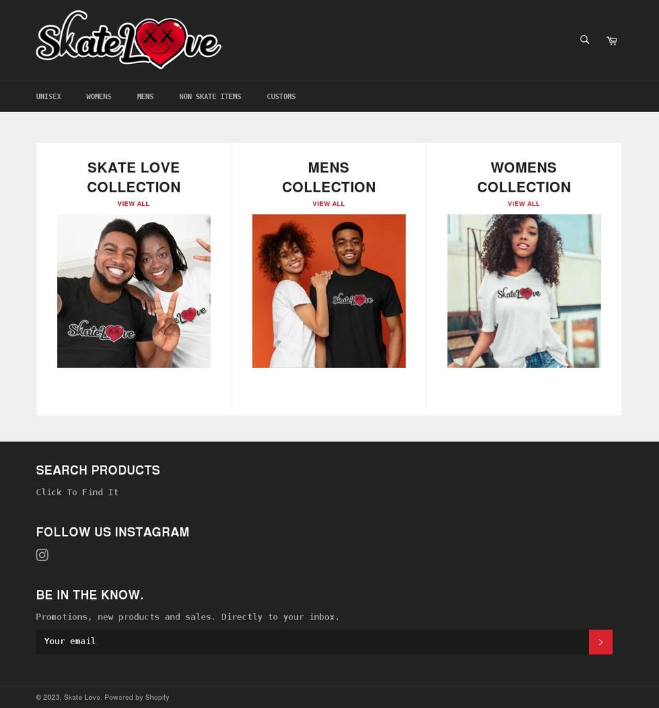 skatelovehtx.com shopify website screenshot