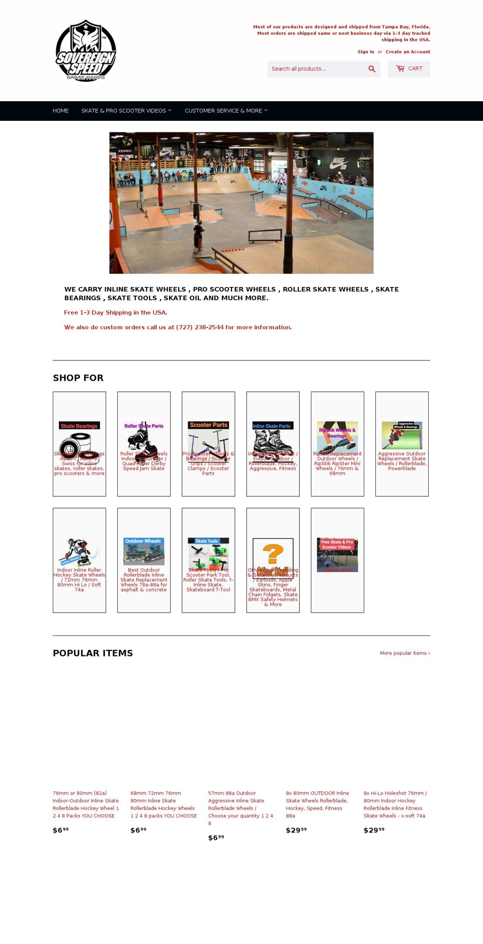 skateparts.net shopify website screenshot