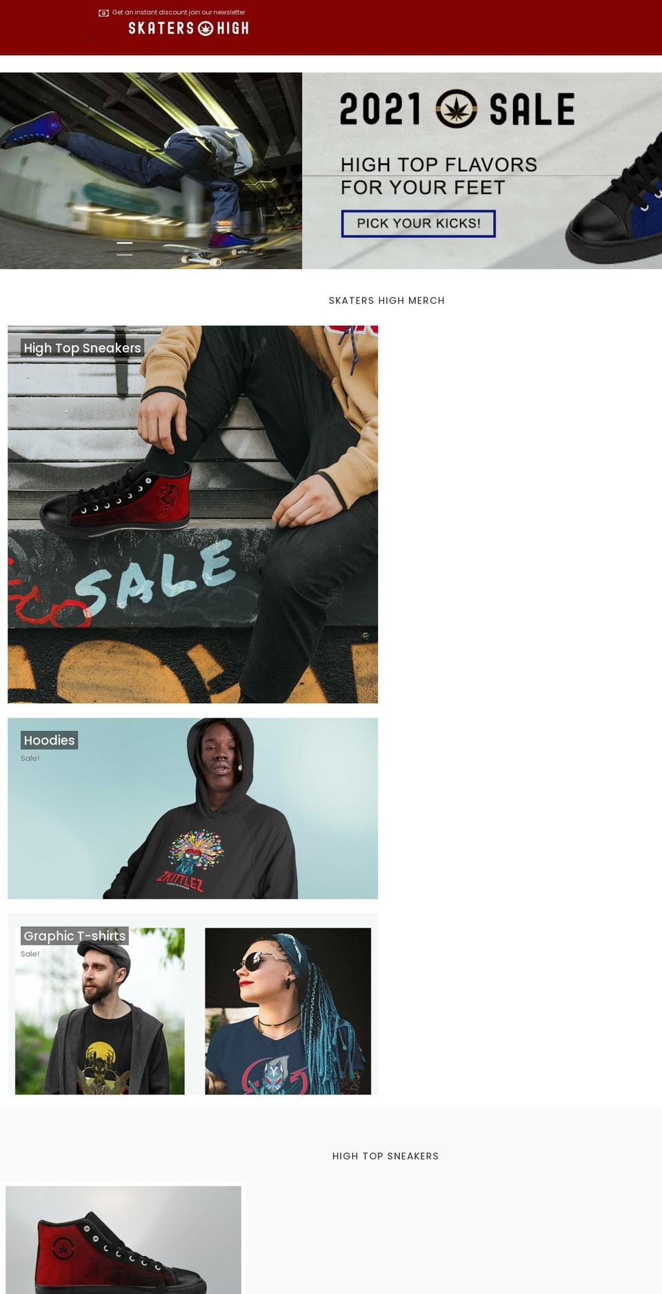 skatershigh.com shopify website screenshot