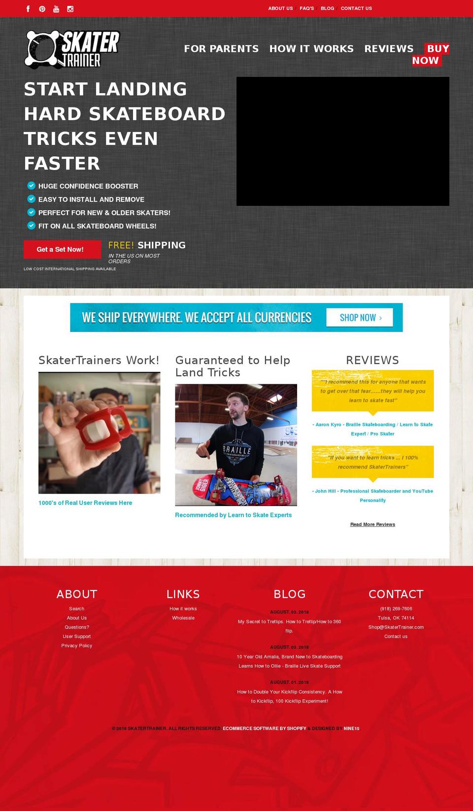 skatertrainers.com — Shopify storefront screenshot