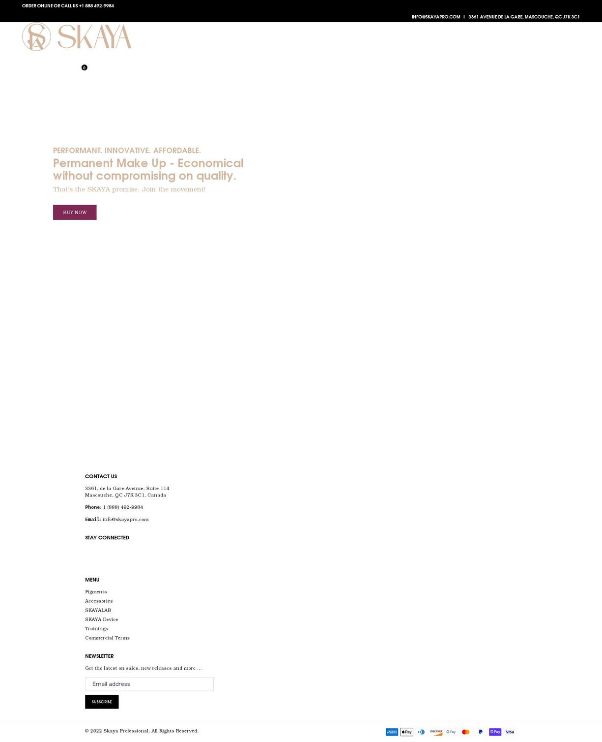 skayapro.com shopify website screenshot
