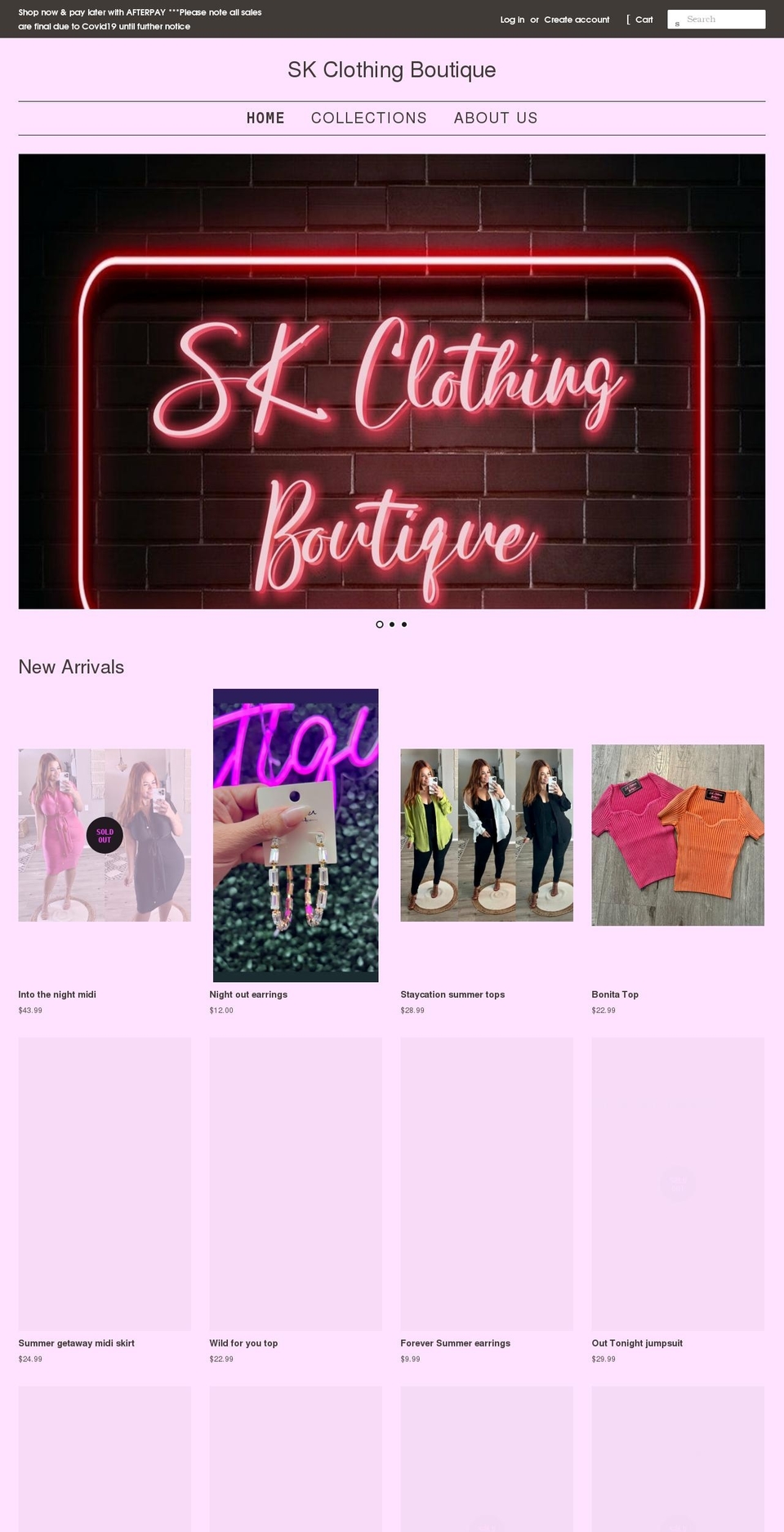 skclothingboutique.com shopify website screenshot