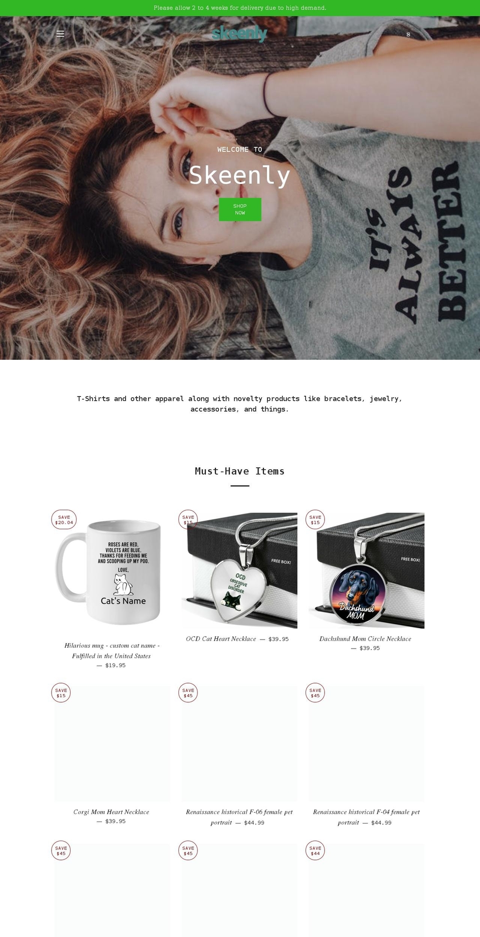skeenly.com shopify website screenshot