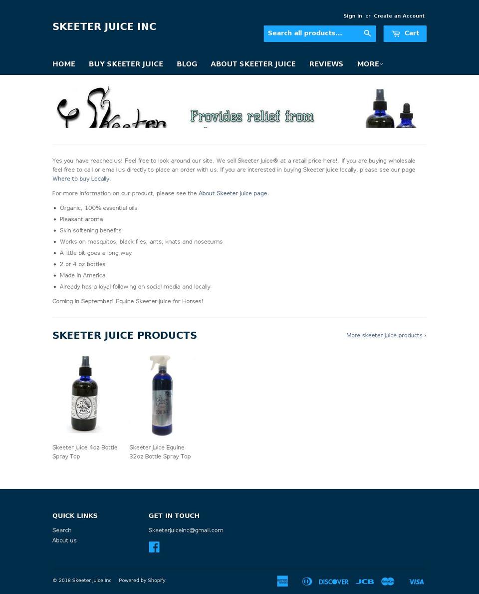 skeeterjuiceinc.net shopify website screenshot