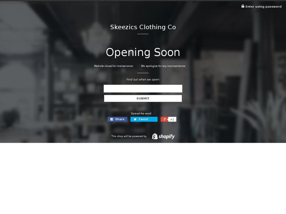 skeezicsclothingco.com shopify website screenshot