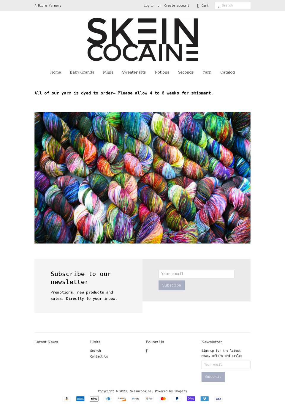 skeincocaine.com shopify website screenshot