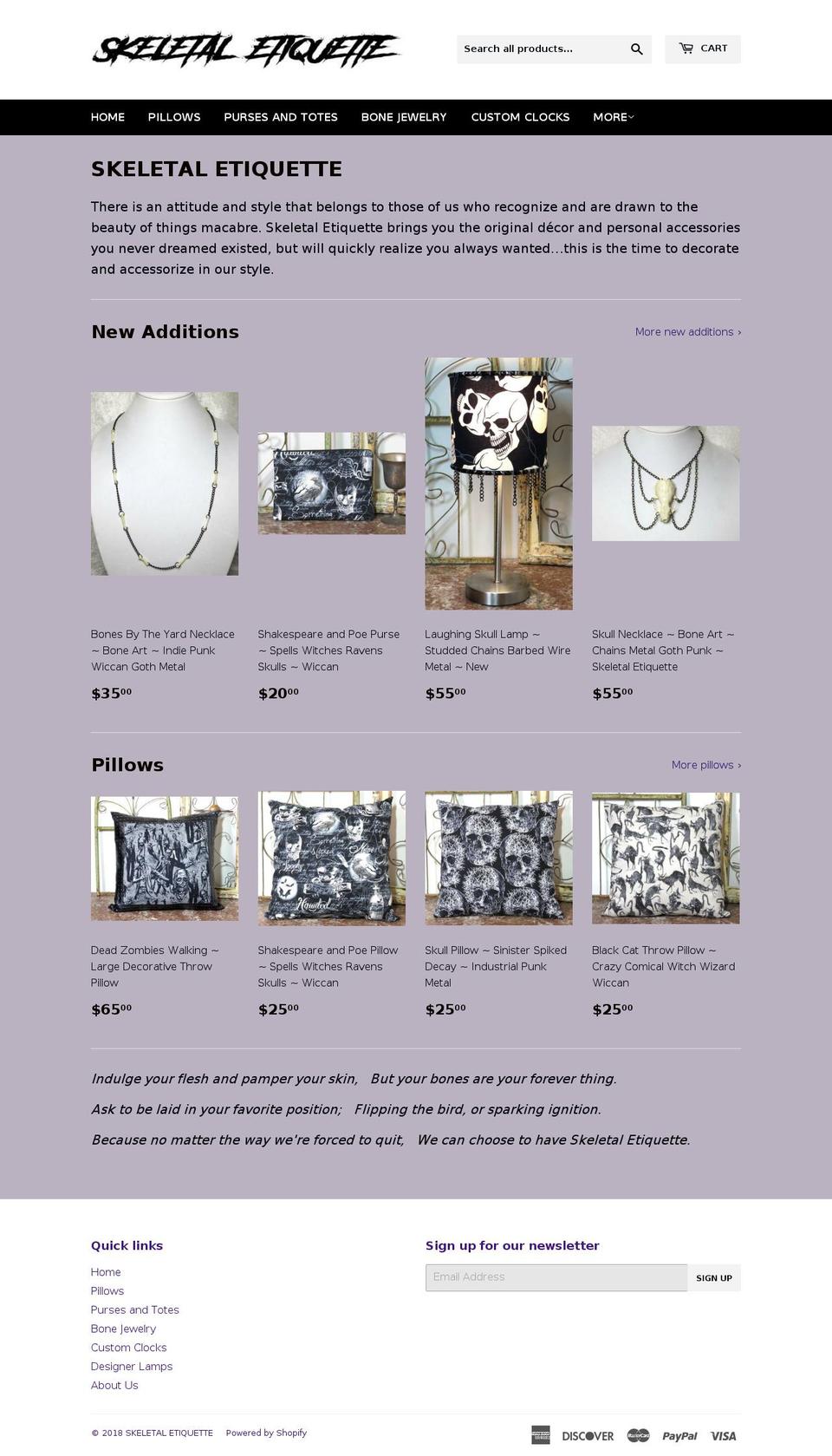 skeletal-etiquette.com — Shopify storefront screenshot
