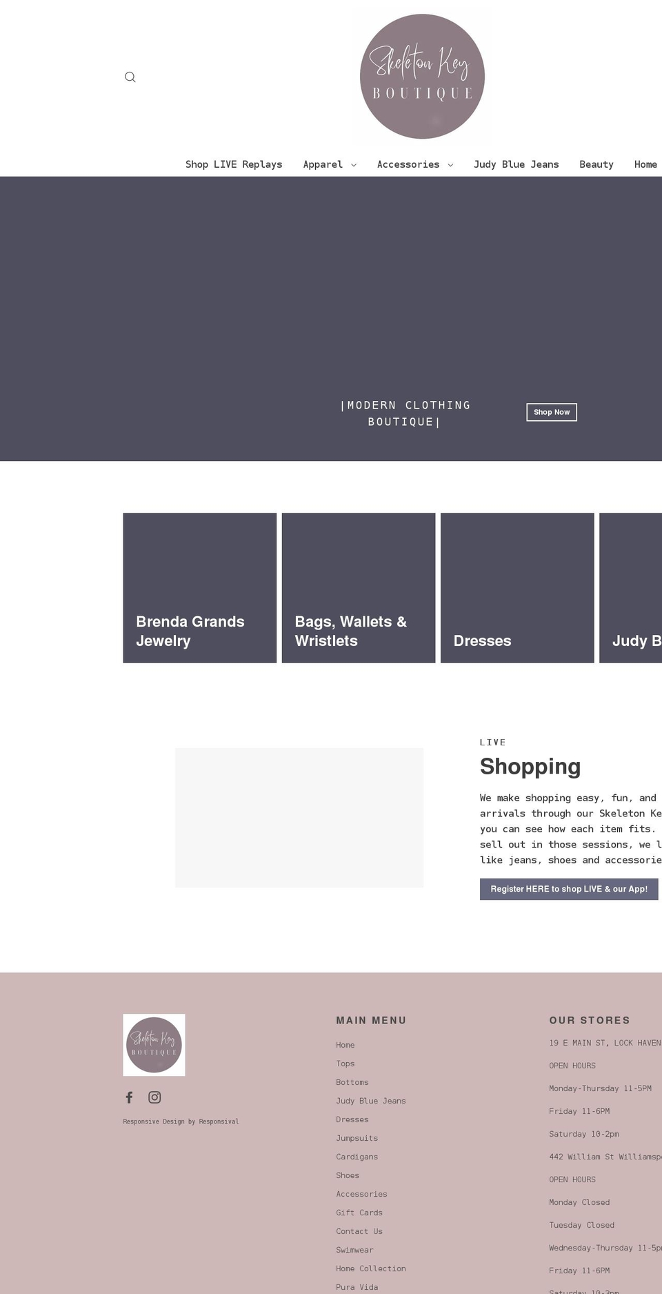 Responsival Shopify theme site example skeletonkeyboutique.com