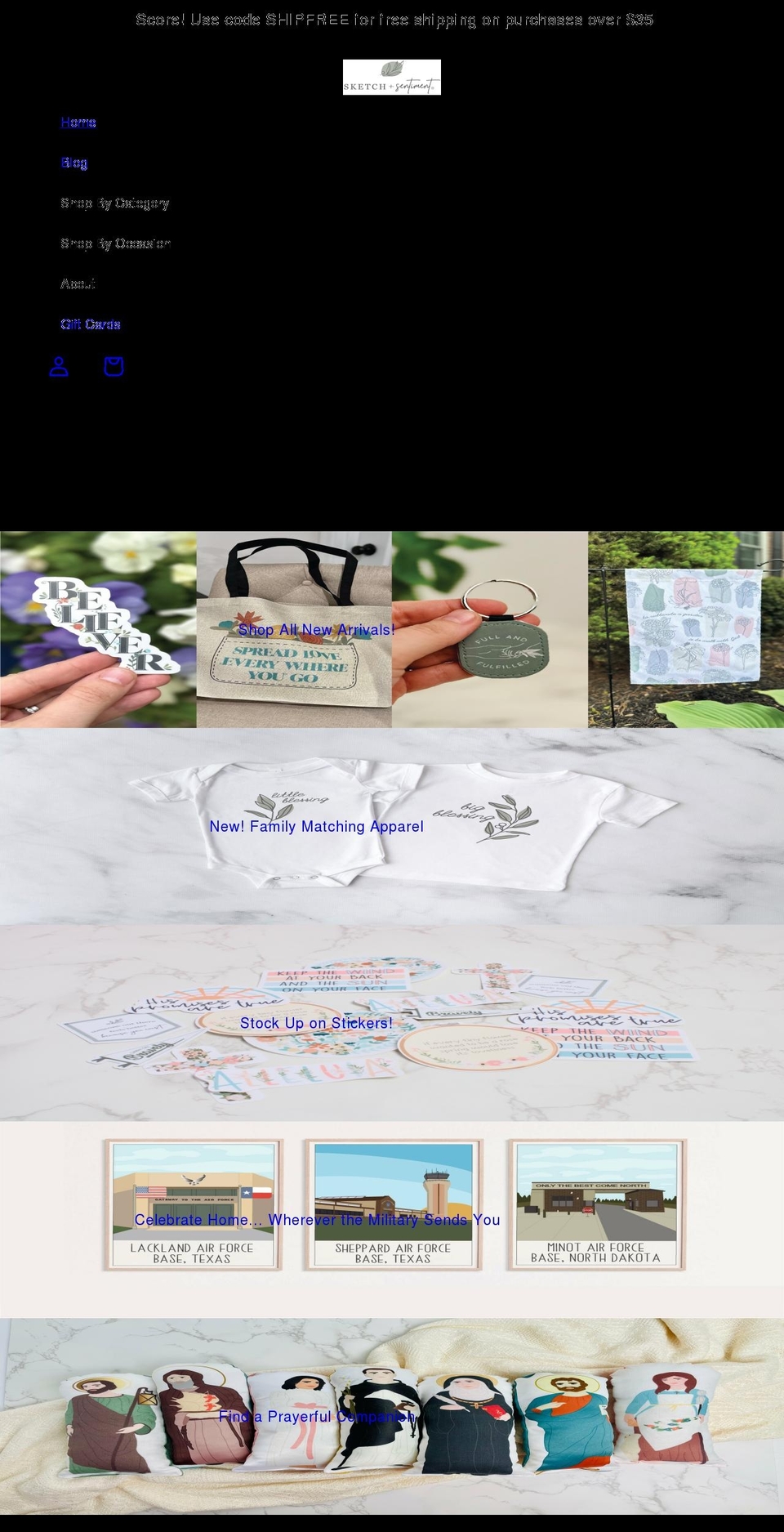 sketchandsentiment.com shopify website screenshot