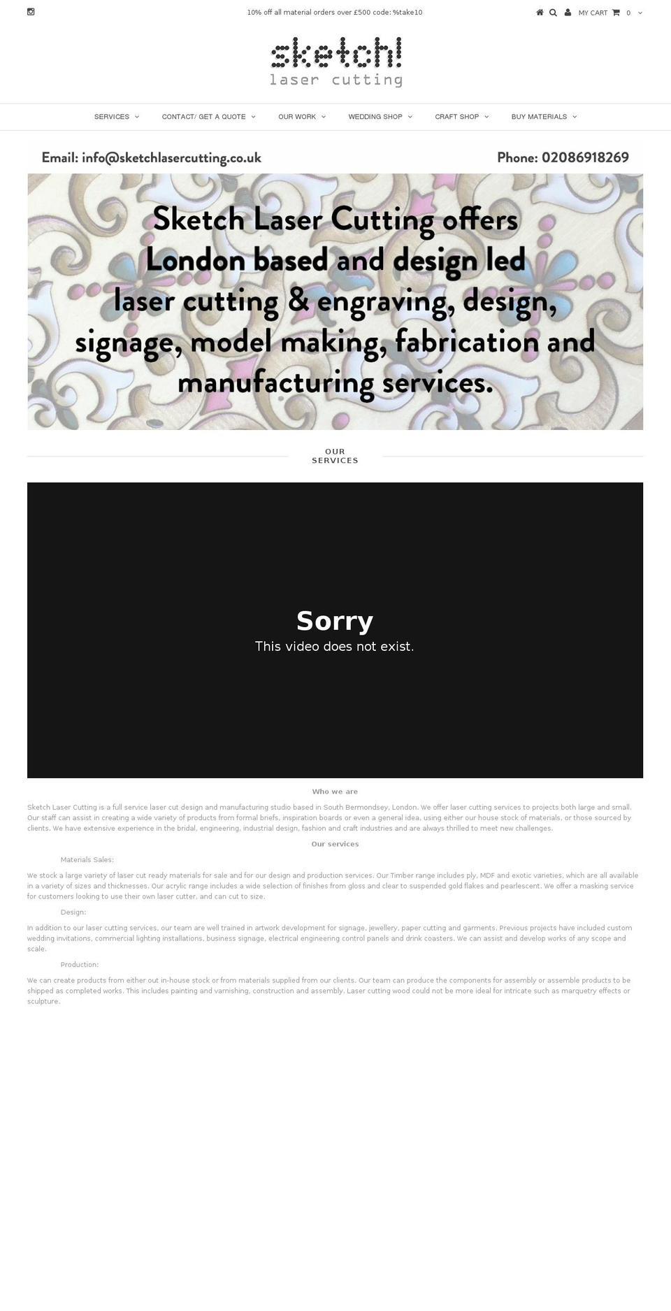 sketchlasercutting.com shopify website screenshot
