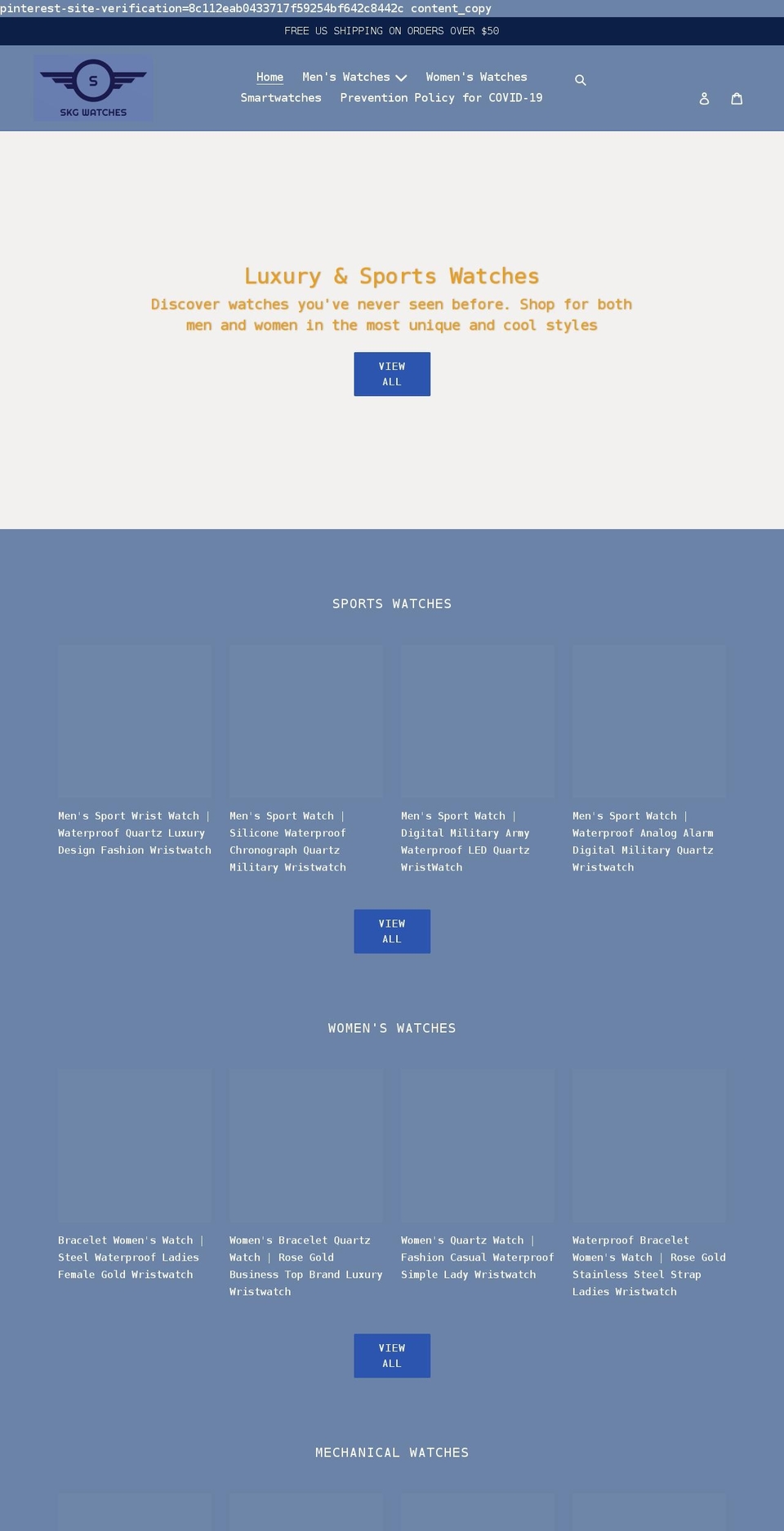 skgwatches.com shopify website screenshot