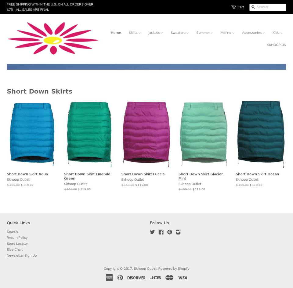 skhoopoutlet.com shopify website screenshot