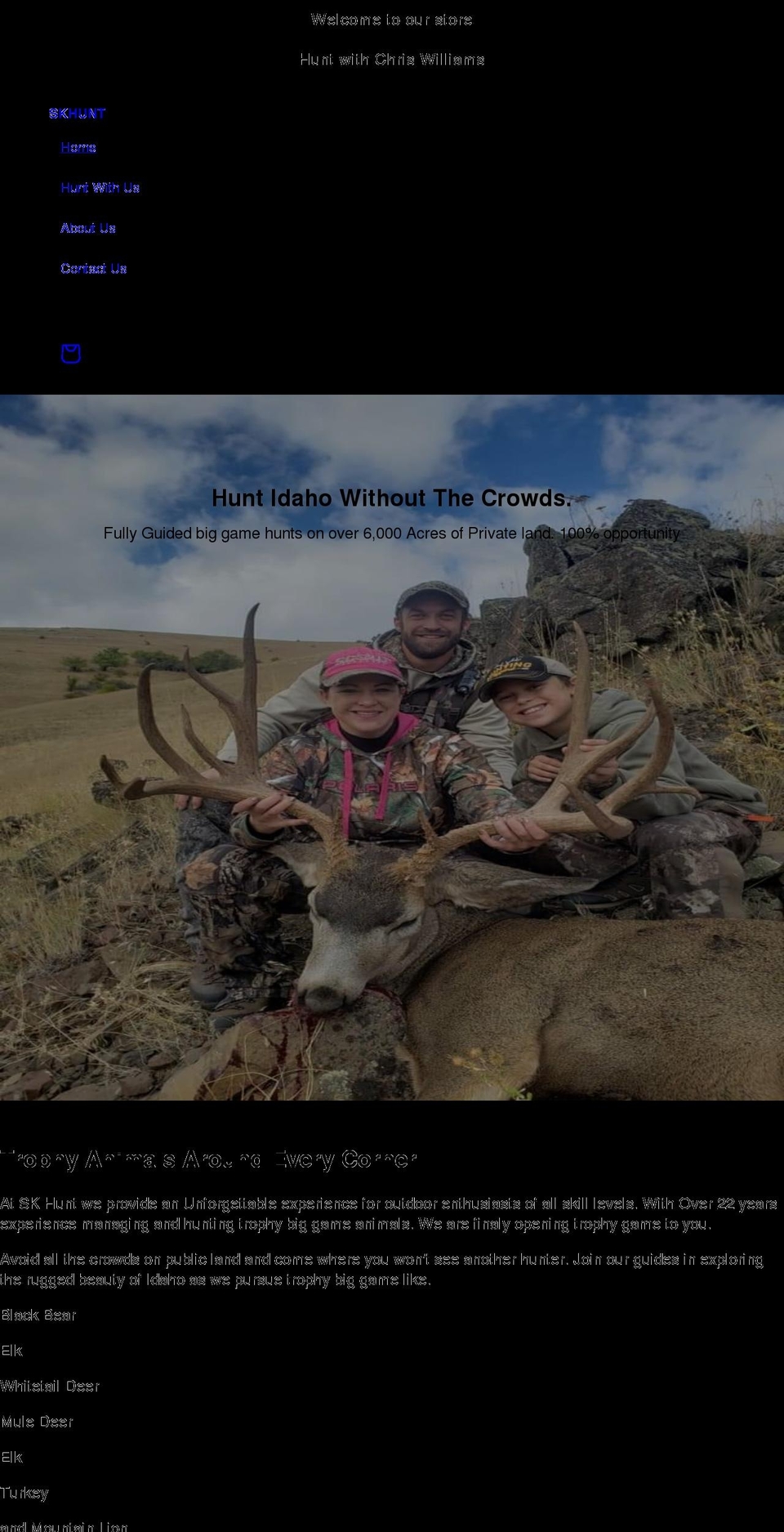 skhunt.com shopify website screenshot