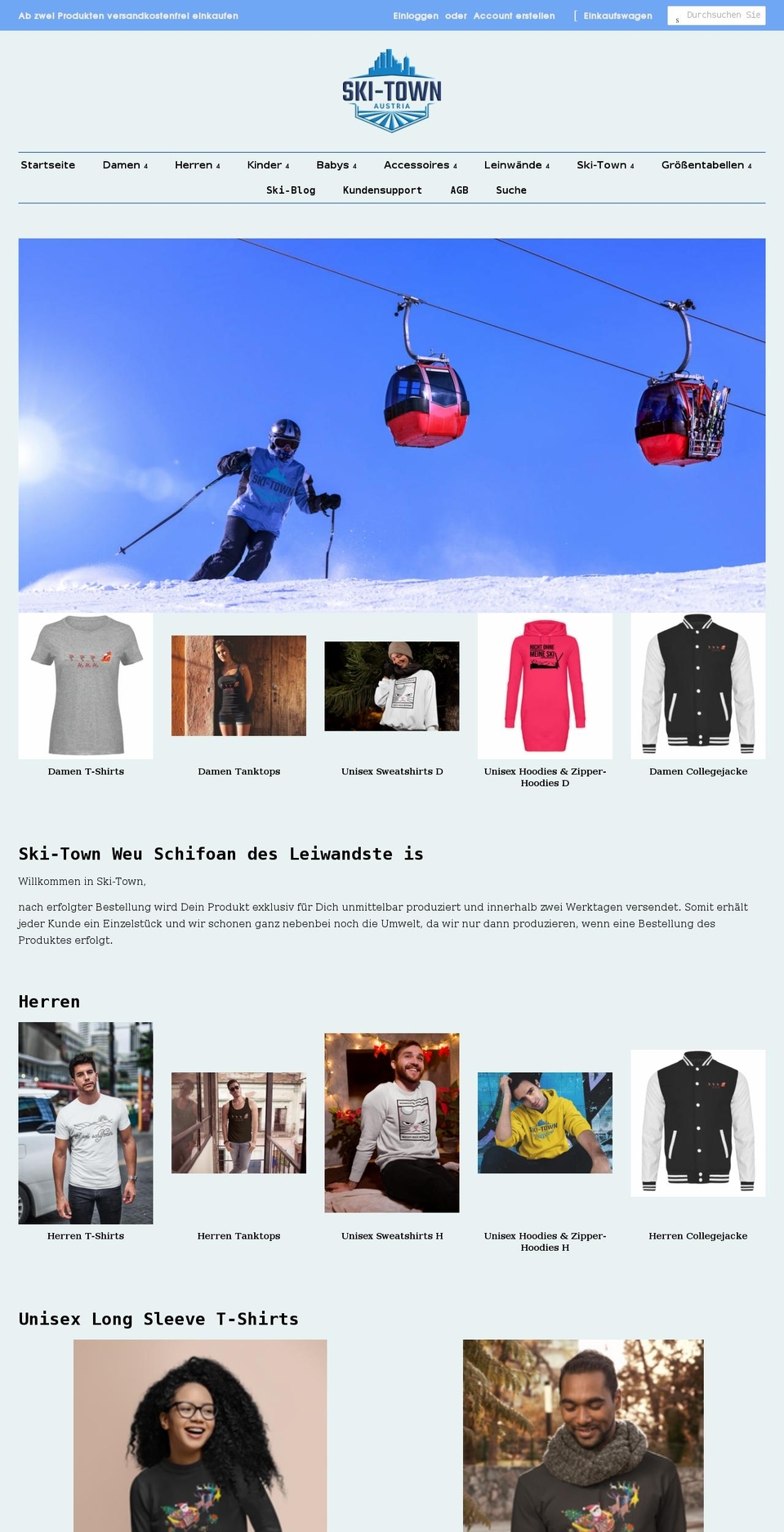 ski-town.at shopify website screenshot