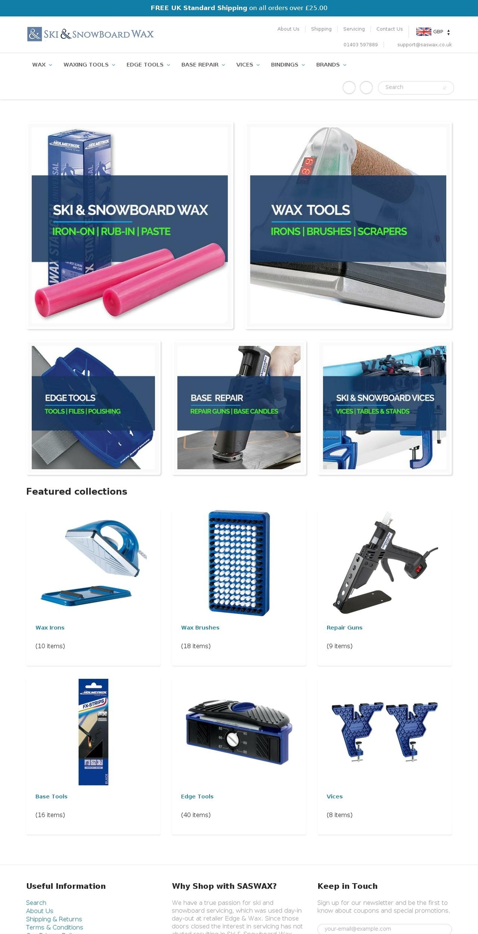 skiandsnowboardwax.com shopify website screenshot