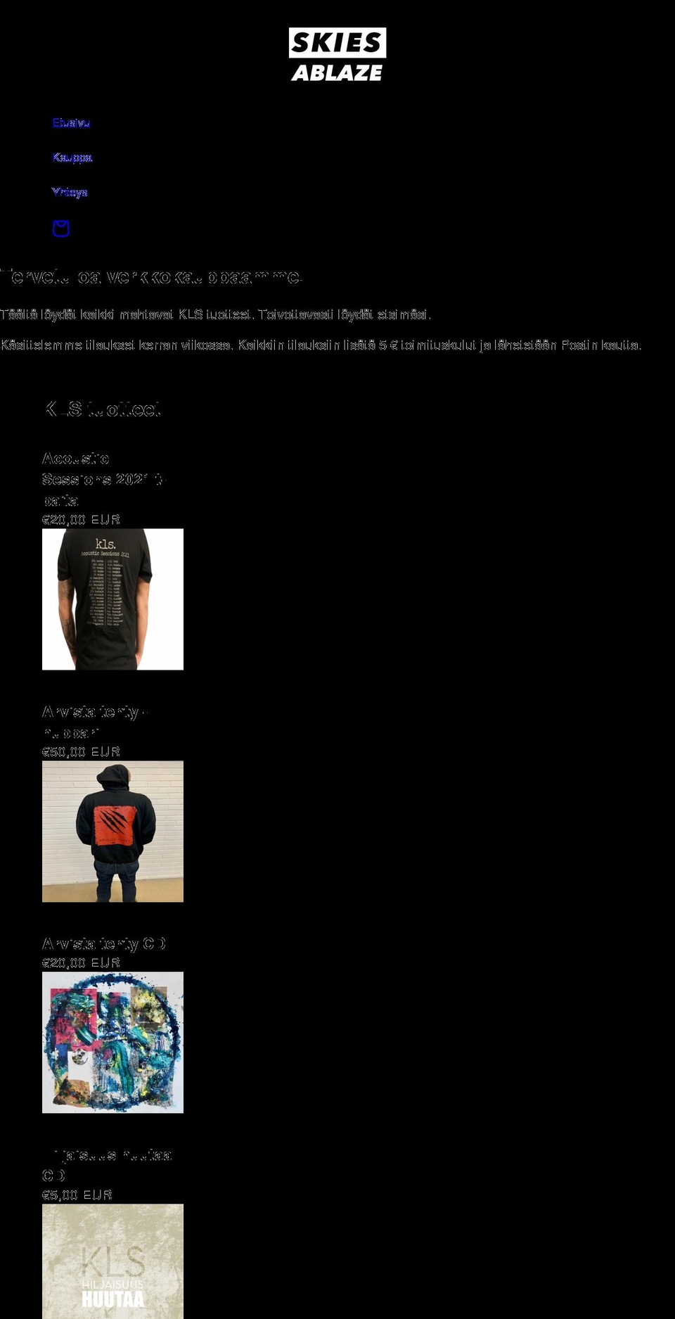 skiesablaze.com shopify website screenshot