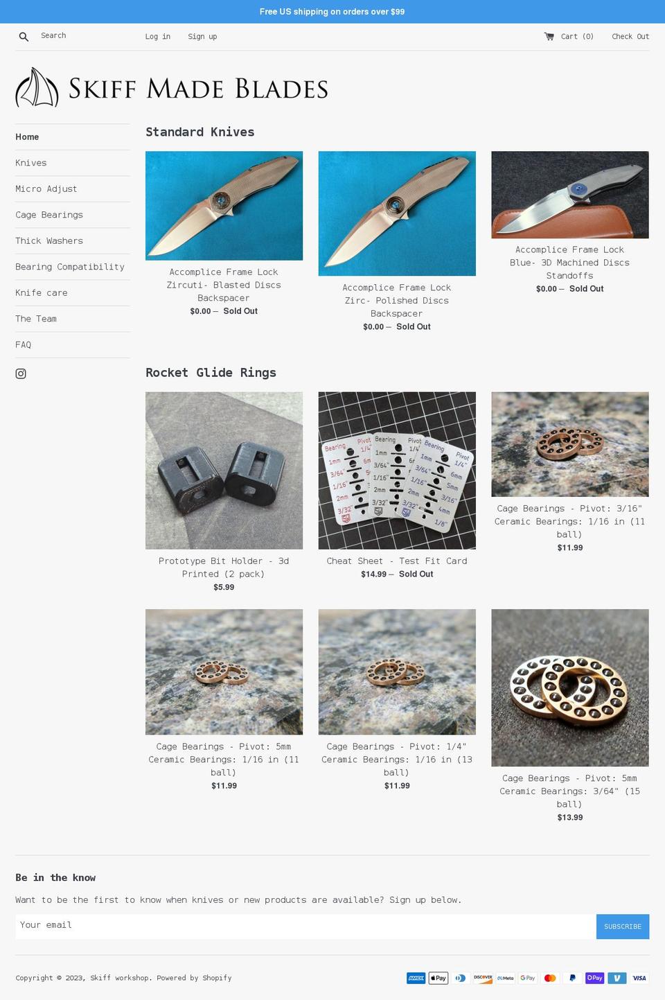 skiffmadeblades.com shopify website screenshot