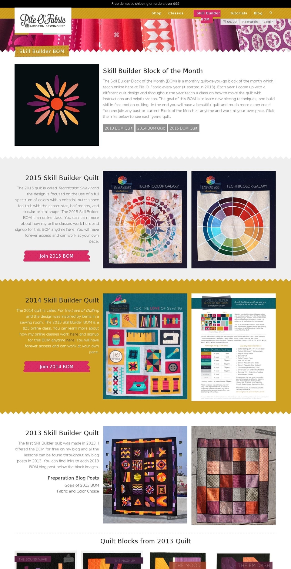 Pile O Fabric - Early 2017 Shopify theme site example skillbuilderblockofthemonth.com