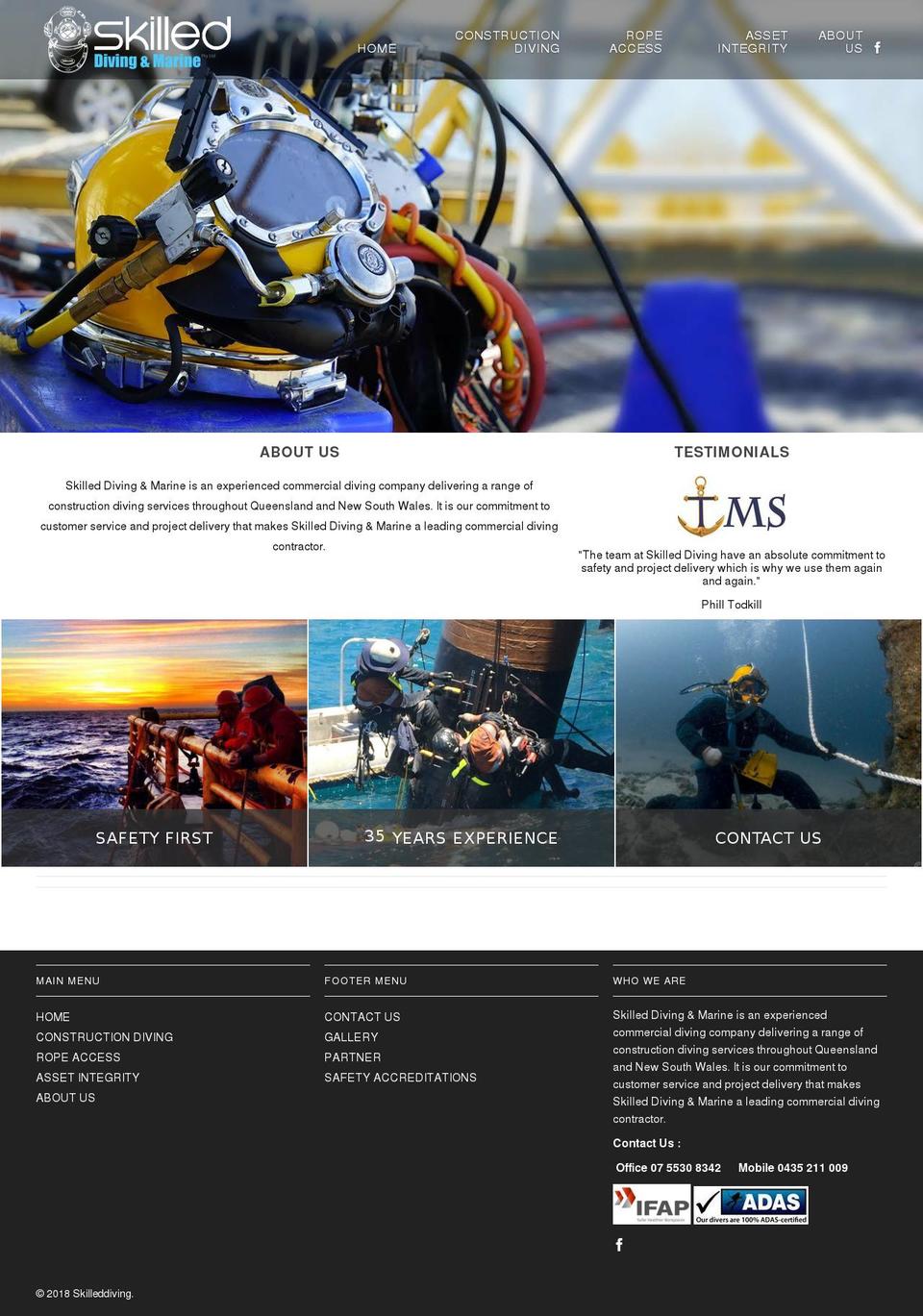 skilleddiving.com shopify website screenshot