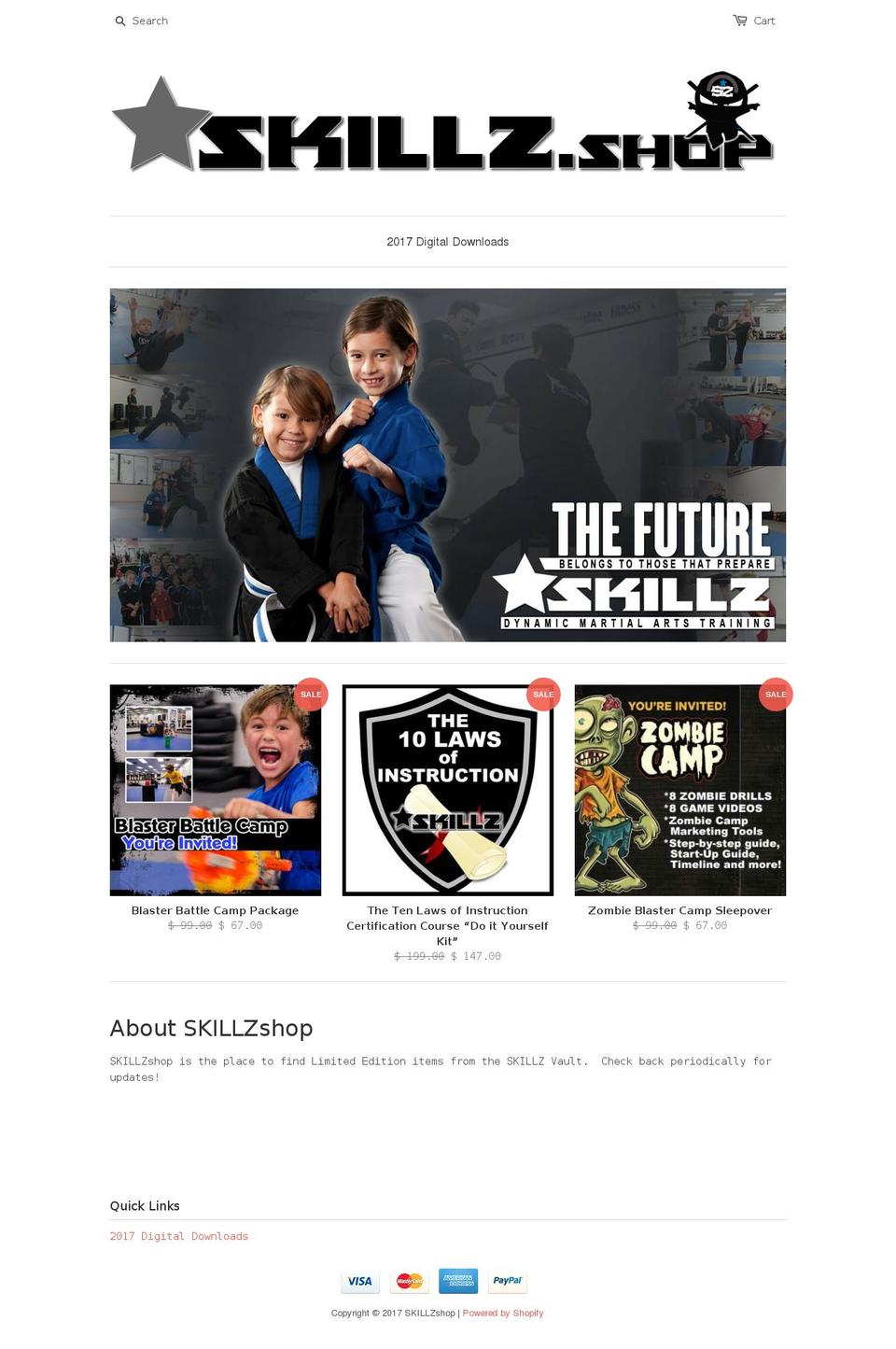 skillzshop.com shopify website screenshot