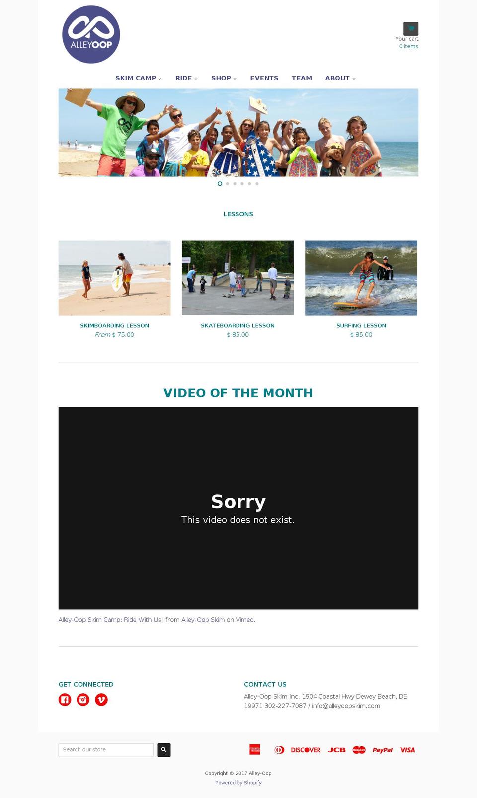 skimboardingcamp.com shopify website screenshot