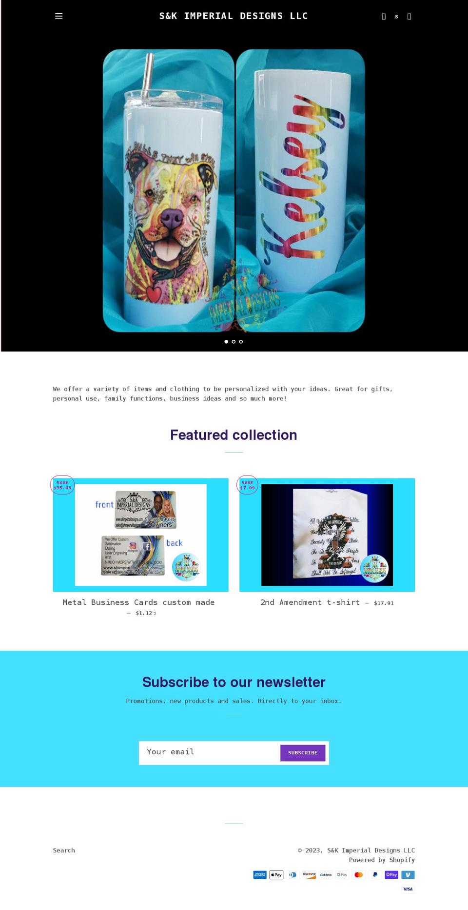 skimperialdesigns.com shopify website screenshot