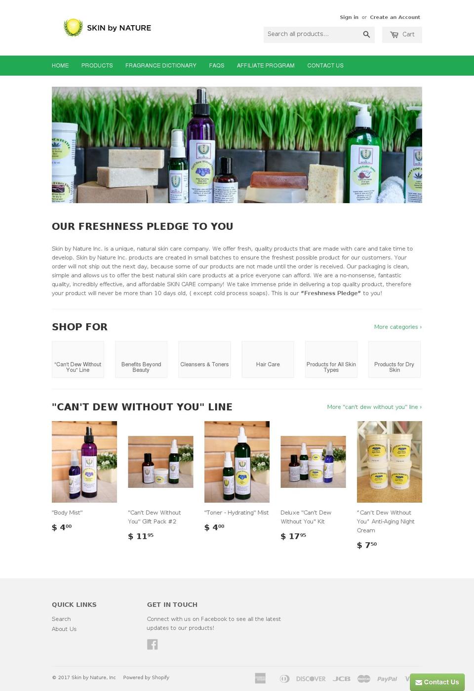 skin-bynature.com shopify website screenshot