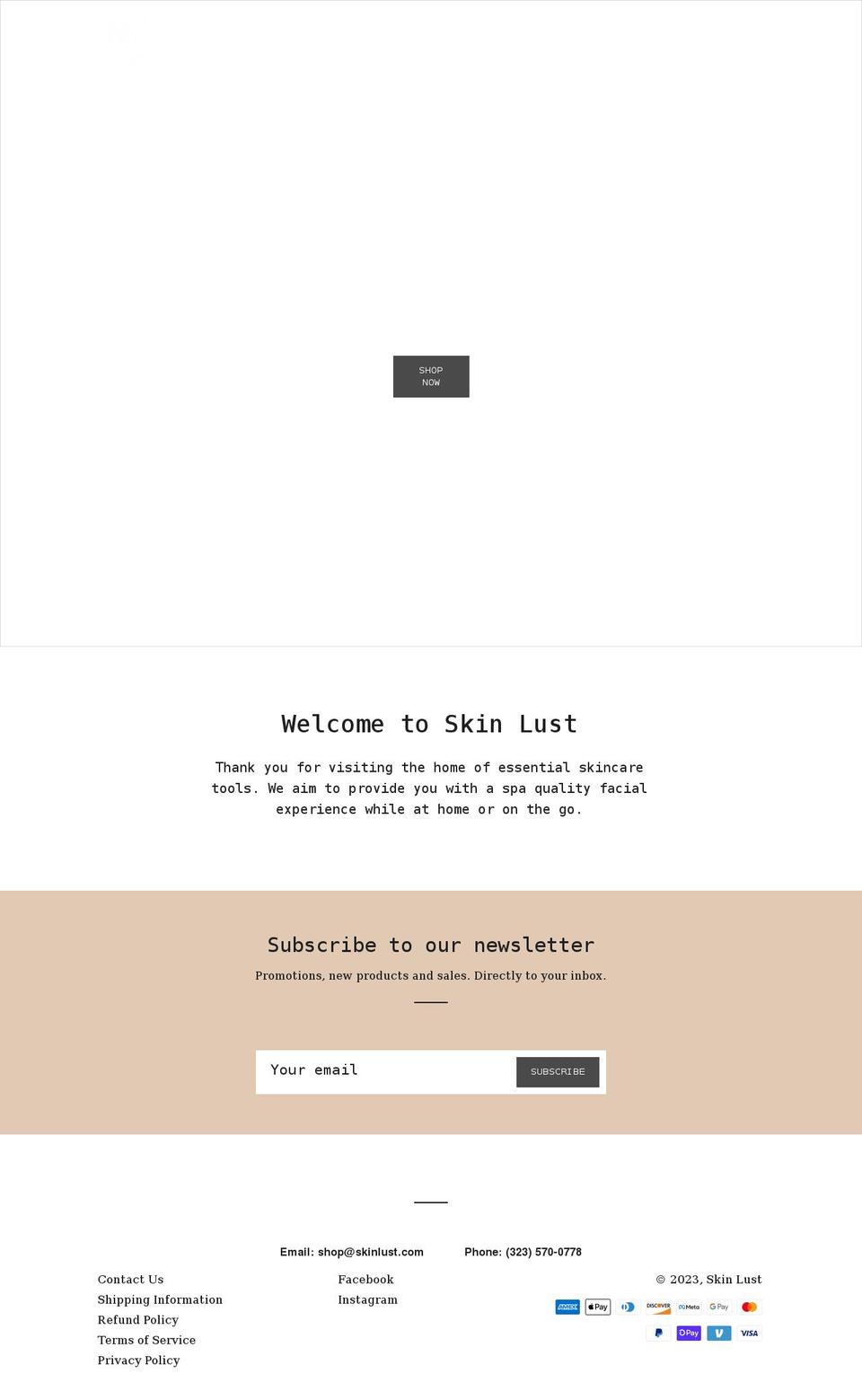 skin-lust.com shopify website screenshot