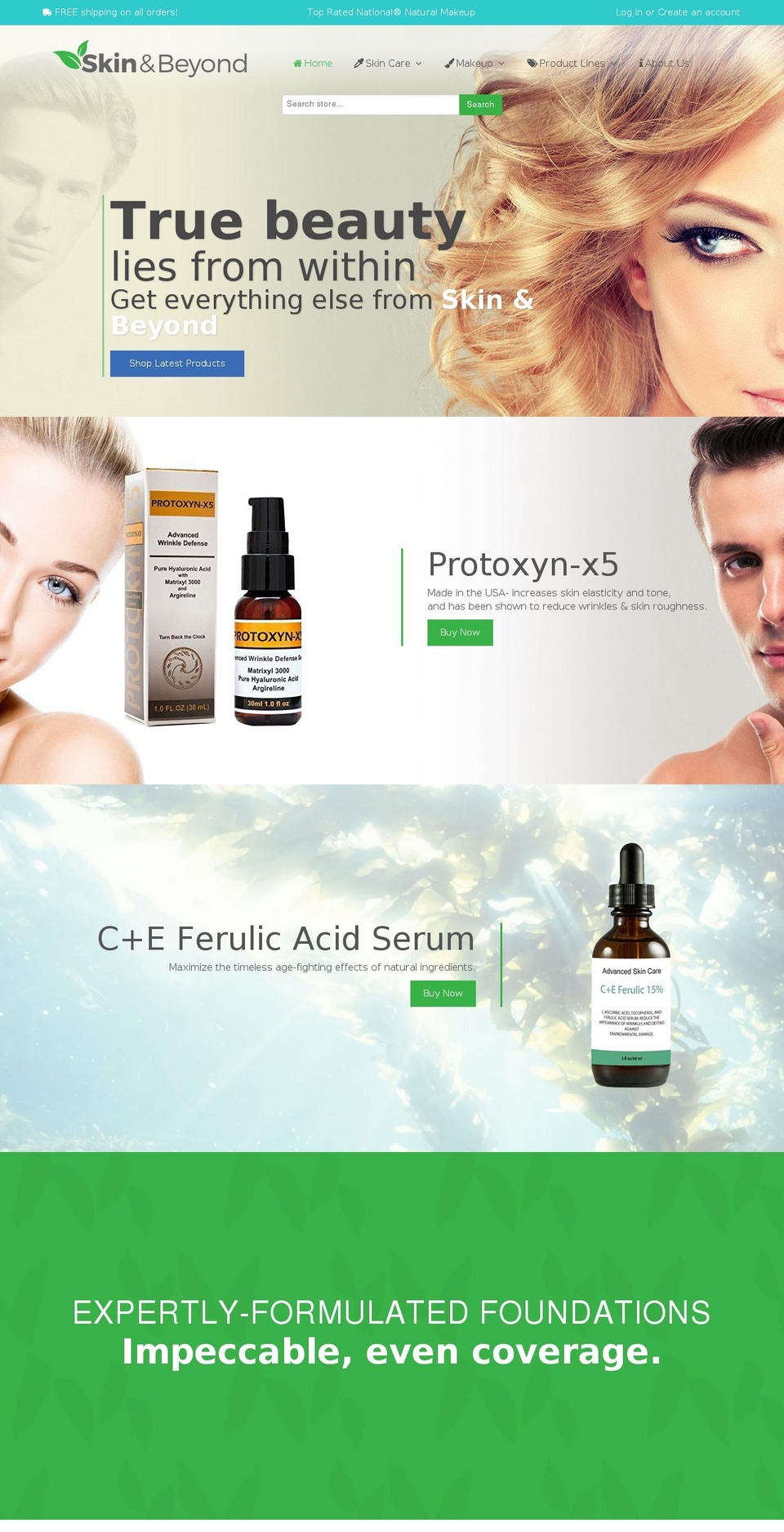 skinandbeyond.com — Shopify storefront screenshot