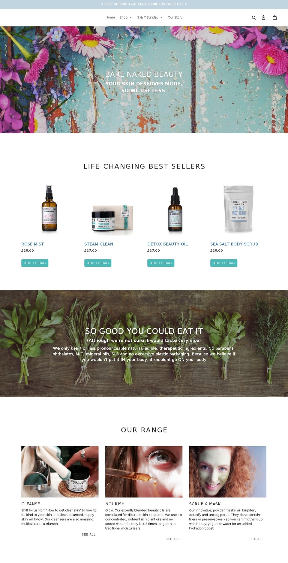skinandtoniclondon.com shopify website screenshot