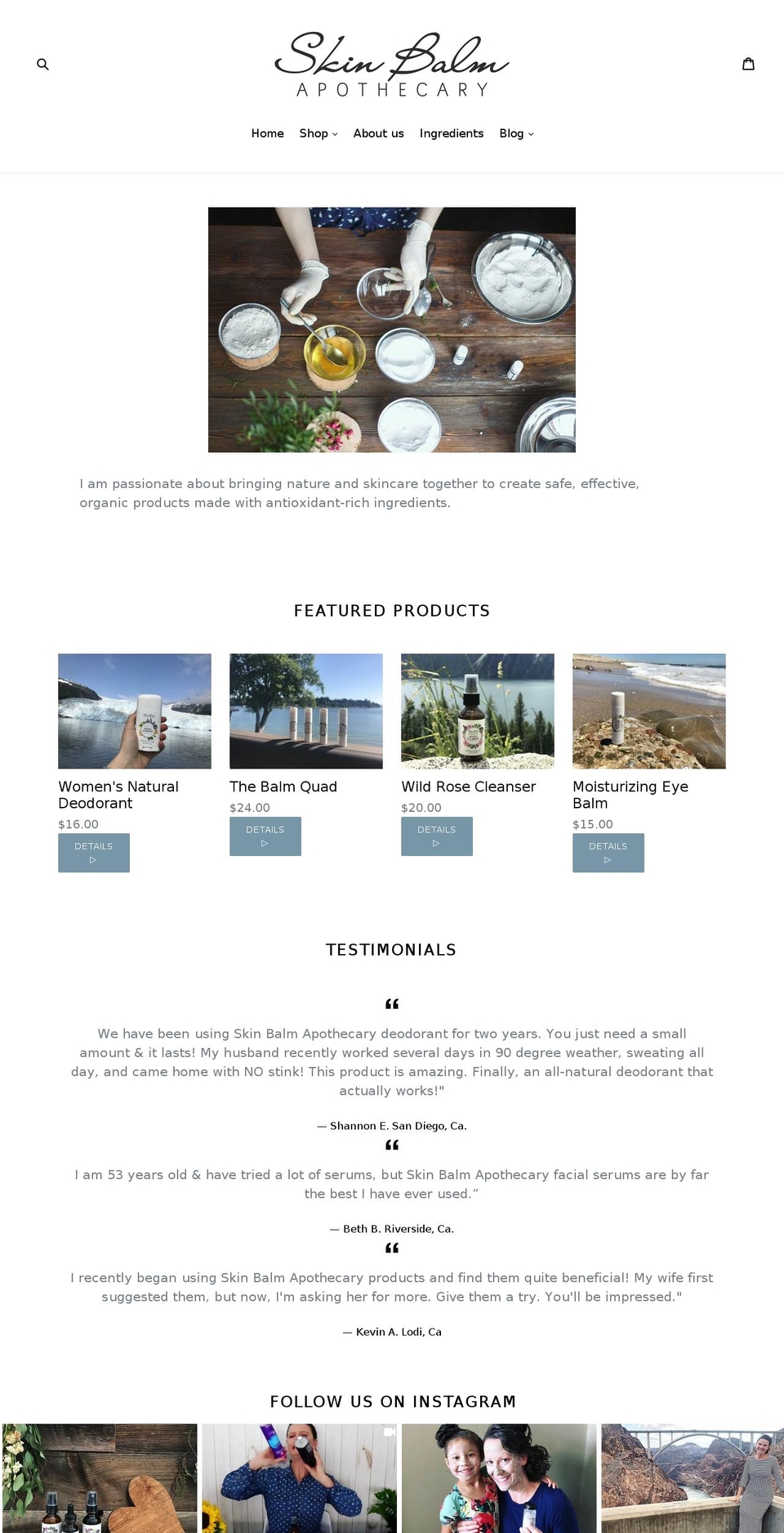 skinbalmapothecary.com shopify website screenshot