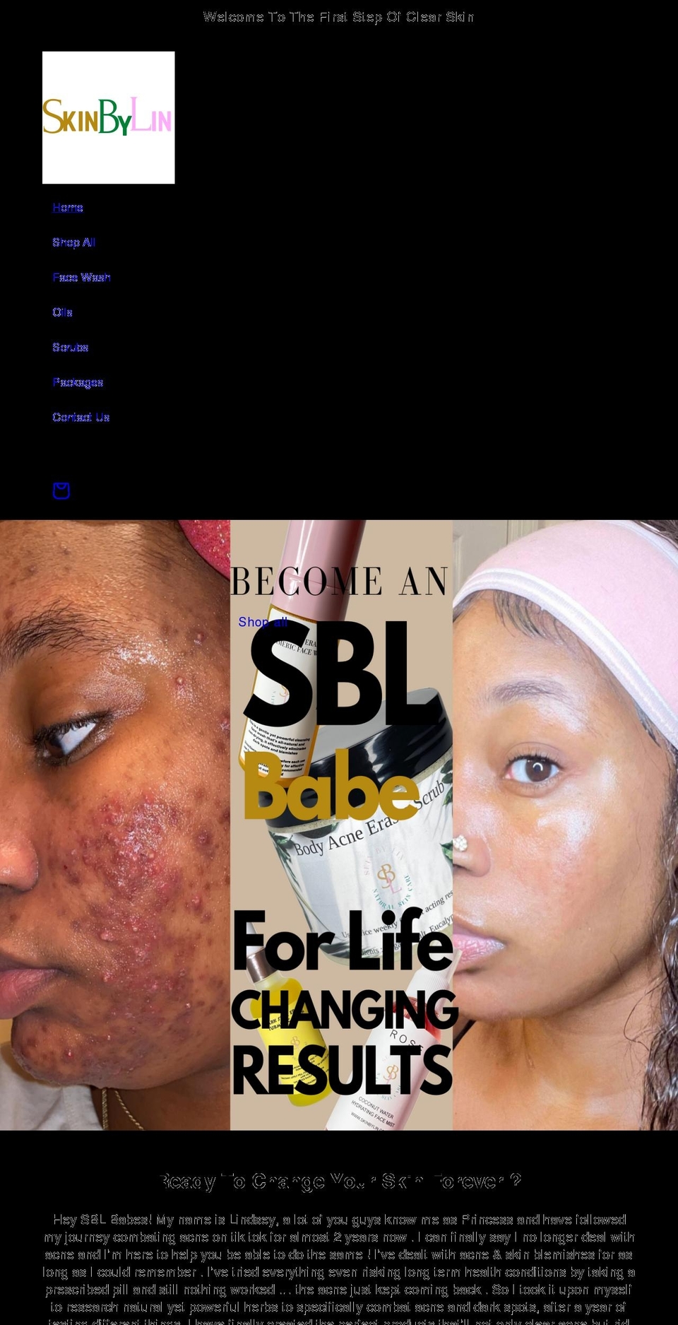 skinbylin.com shopify website screenshot