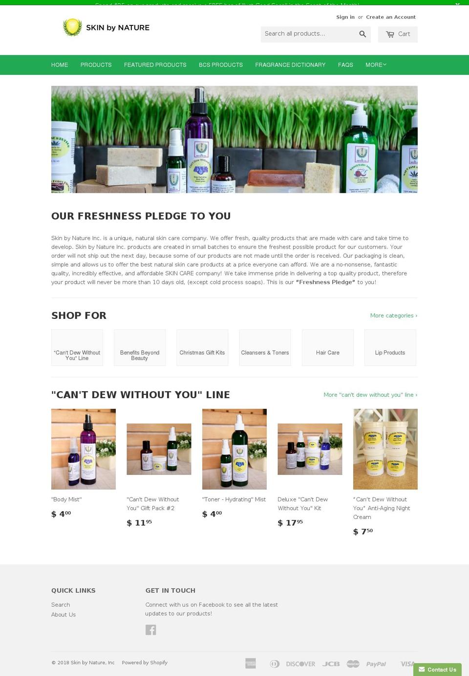 skinbynature.info shopify website screenshot