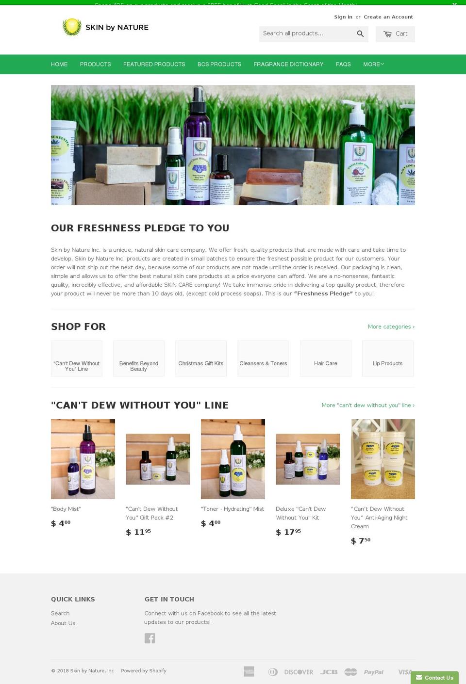 skinbynaturewithshawna.com — Shopify storefront screenshot