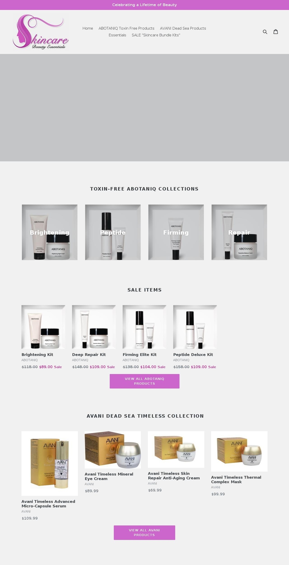 skincare-beauty-essentials.com shopify website screenshot