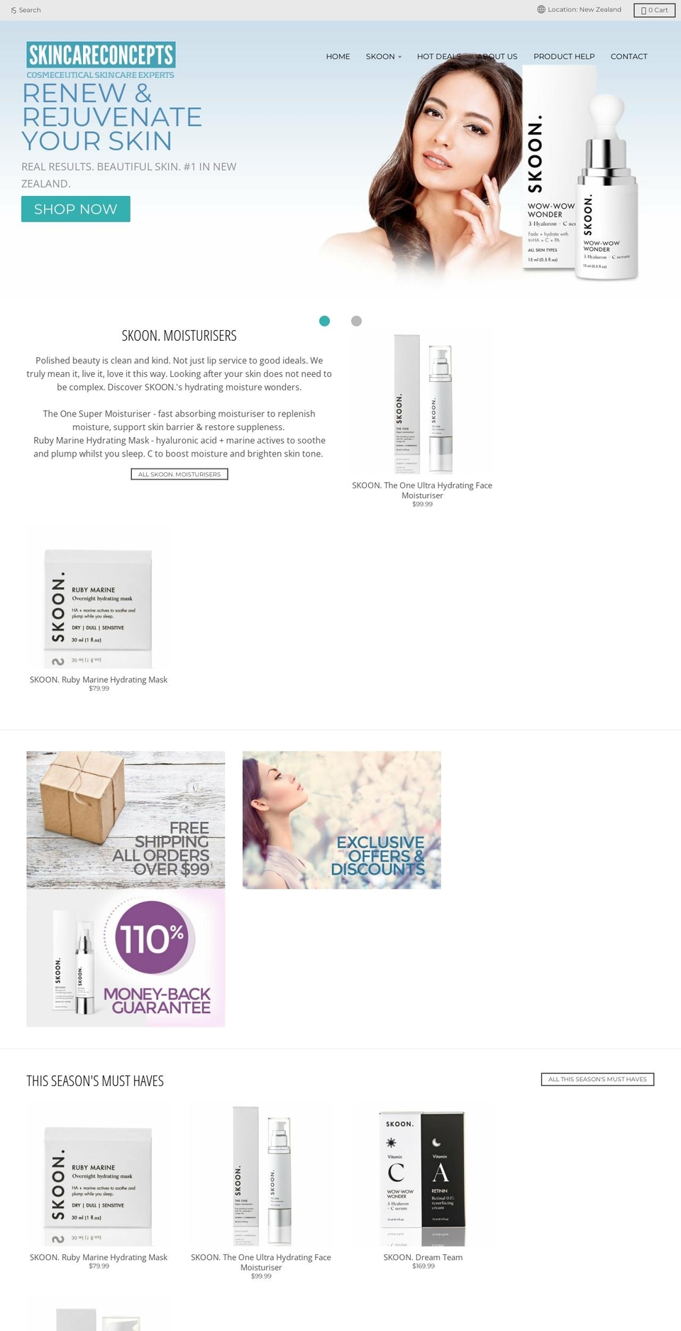 skincare-concepts.com shopify website screenshot