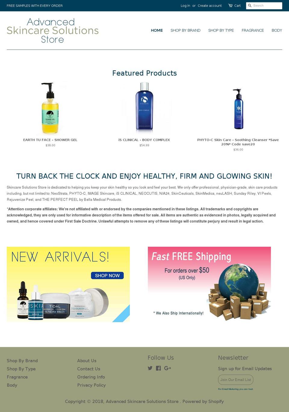 skincare-solutions-store.com — Shopify storefront screenshot