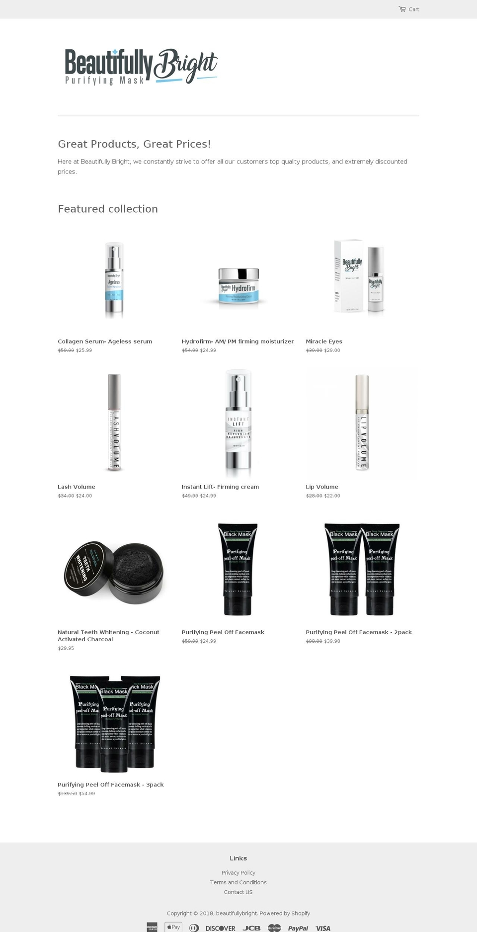 skincare.beautifullybright.com shopify website screenshot
