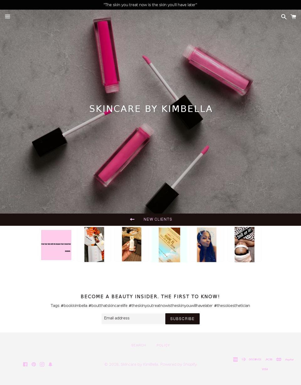 skincarebykimbella.com shopify website screenshot