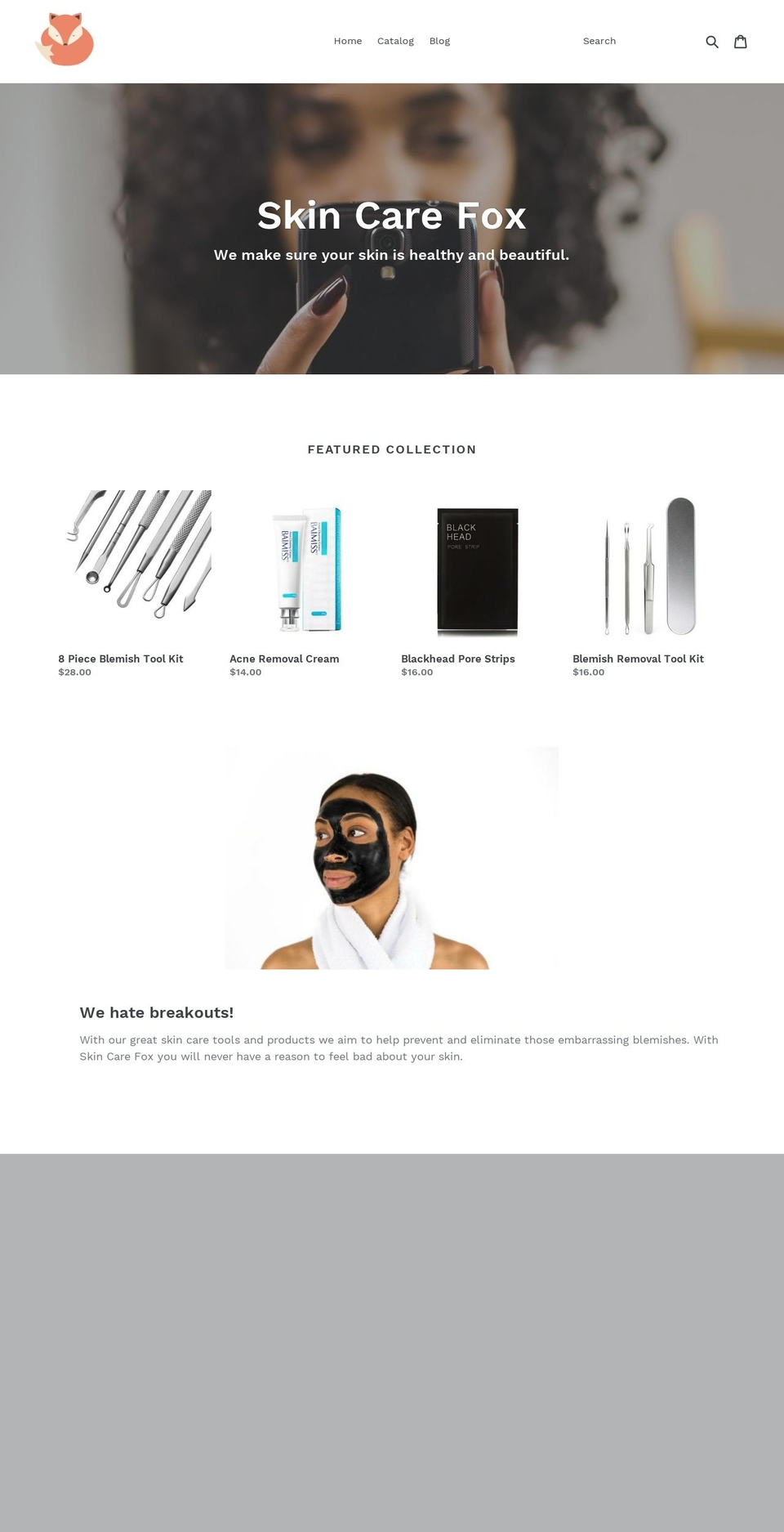 skincarefox.com — Shopify storefront screenshot