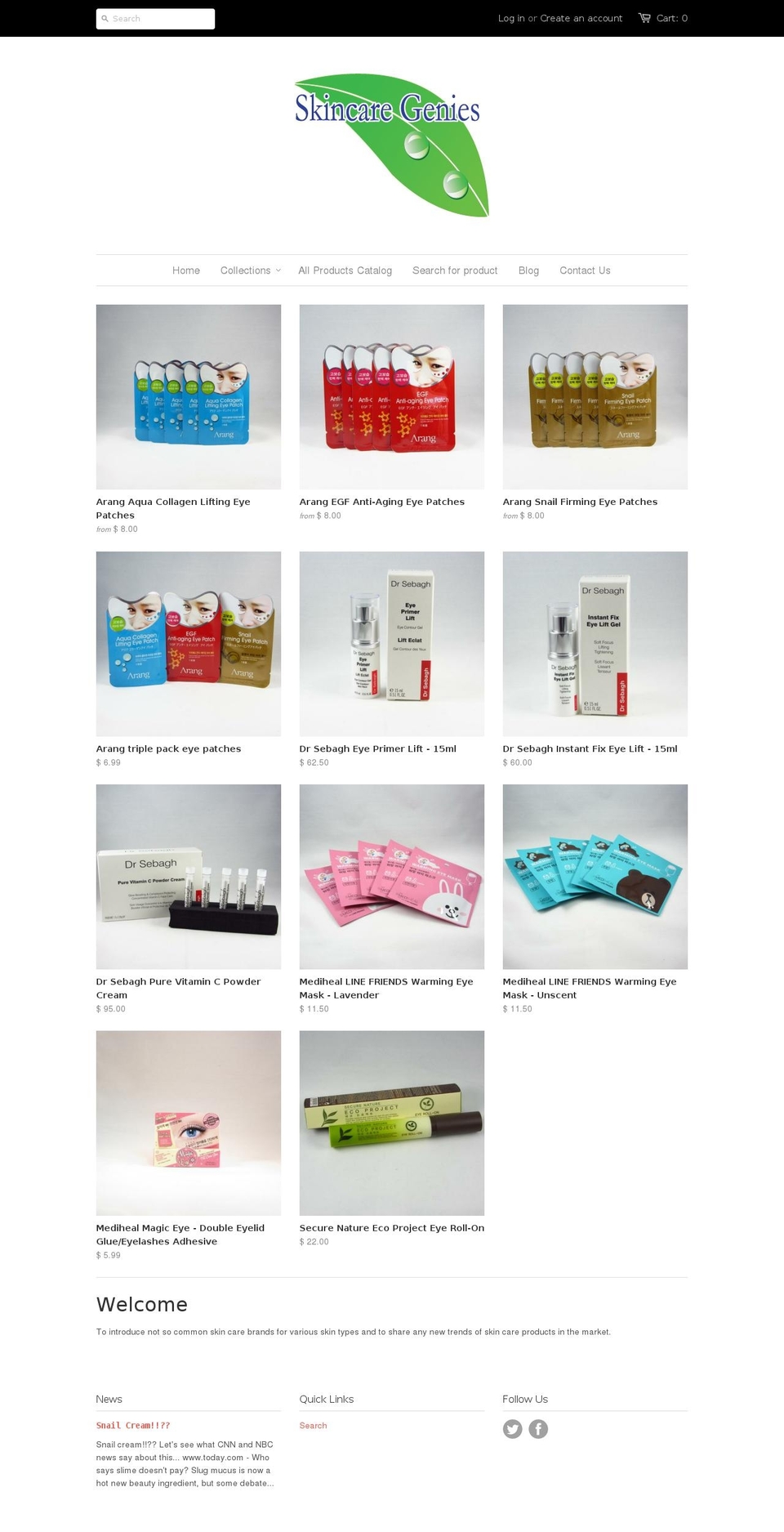 skincaregenies.com — Shopify storefront screenshot