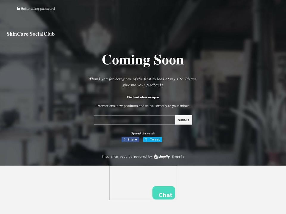 skincaresocialclub.com shopify website screenshot