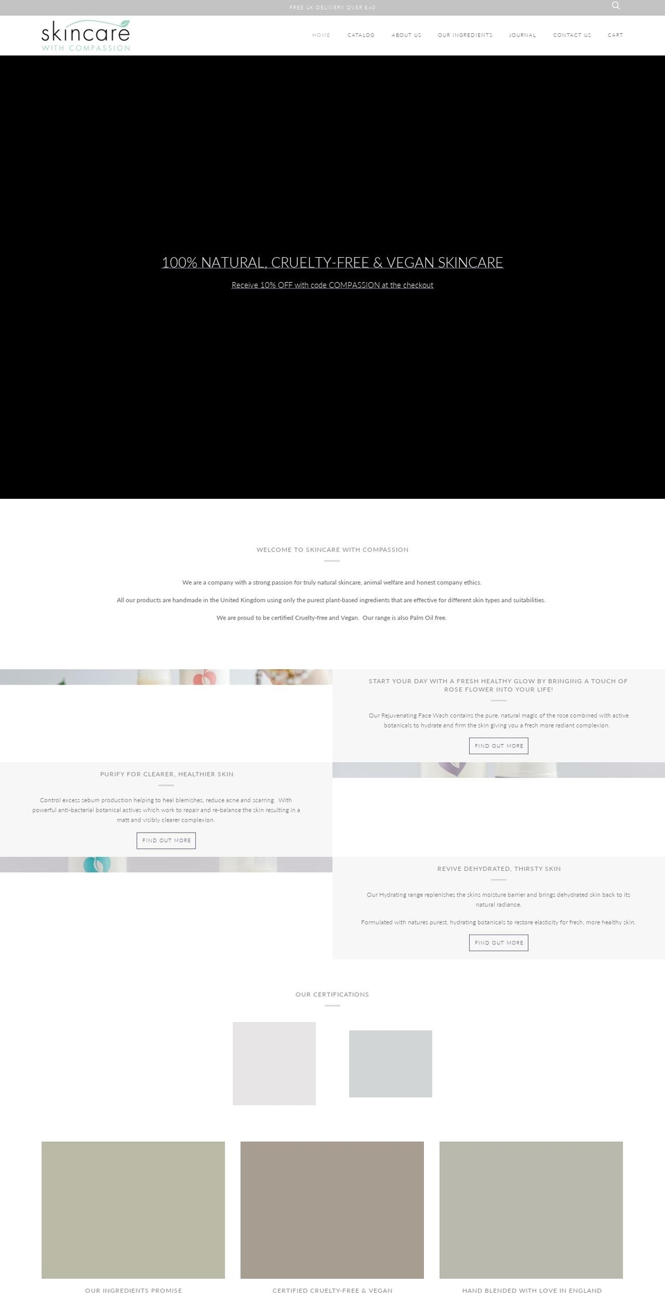 skincarewithcompassion.com shopify website screenshot