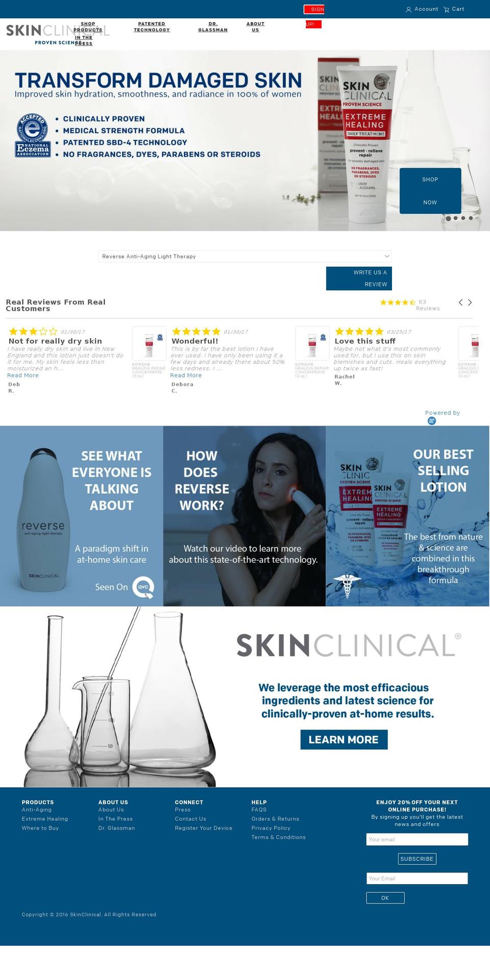 skinclinical.com shopify website screenshot