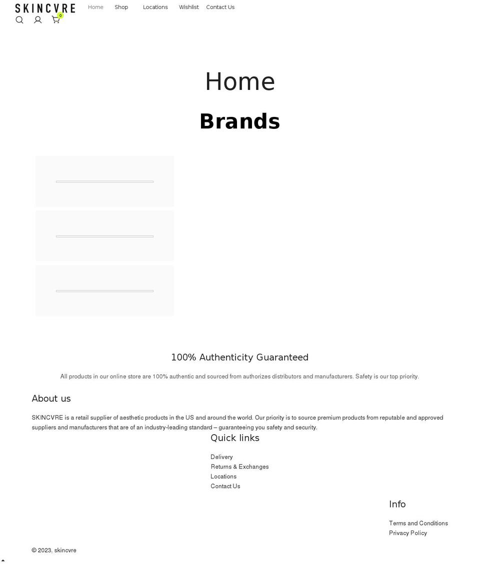 skincvre.com shopify website screenshot