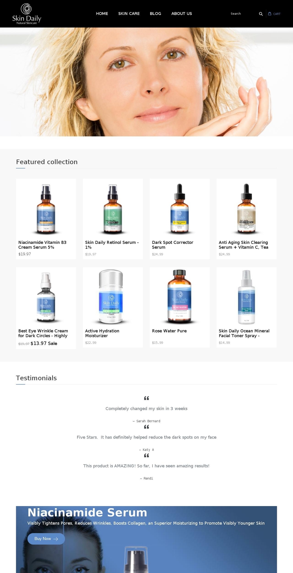 skindailyskincare.com — Shopify storefront screenshot