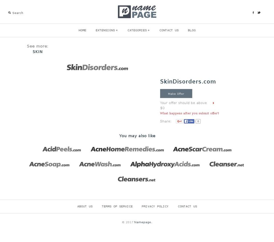 skindisorders.com shopify website screenshot